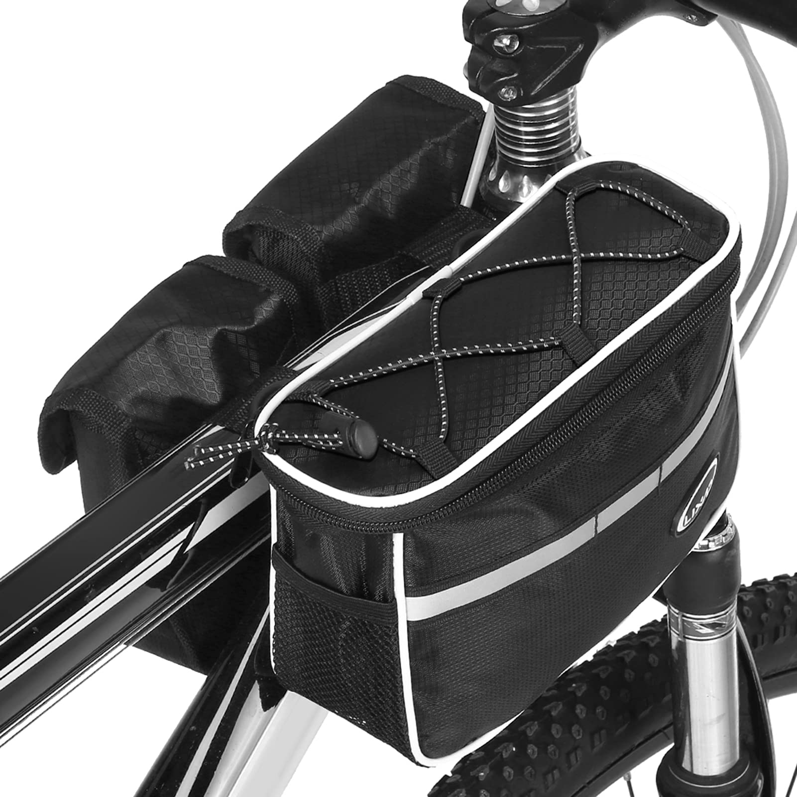 YIWENG Cycling Bike Top Tube Bag mit Regenschutz Wasserdichtes Mountainbike Frontrahmen Packtasche Pack,Fahrrad Front Rahmentasche von YIWENG