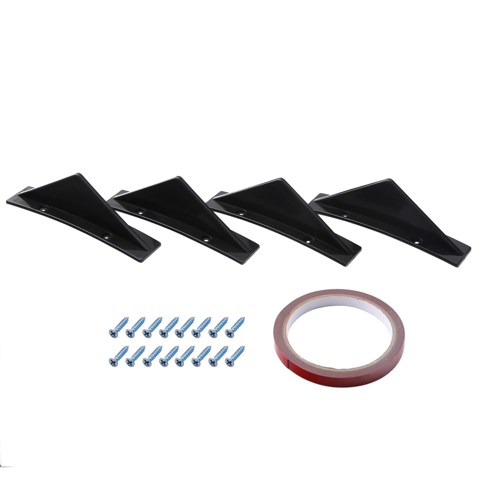 YIWEOG 4PCS Auto Heckstoßstange Shark Fin Triangle Spoiler Universal Black Curved Style von YIWEOG