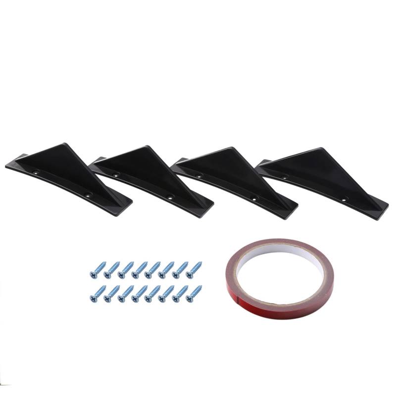 YIWEOG 4PCS Auto Heckstoßstange Shark Fin Triangle Spoiler Universal Black Curved Style von YIWEOG