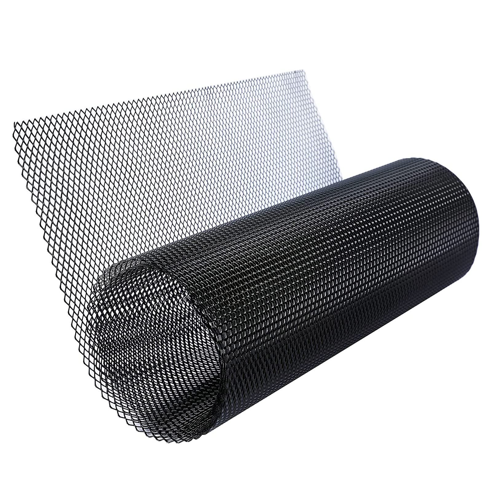 YIWEOG Autogrill Mesh Sheet Schwarz lackierte Aluminiumlegierung Grill Mesh Roll Automotive Grilleinsatz Stoßstange Rhombisches Loch Schwarz von YIWEOG