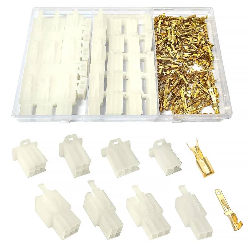 YIXISI 190 Stücke 2 3 4 6 Pin Automotive Elektrokabel Steckverbinder Kit, 2.8mm Pitch Männlich Weiblich Stecker Gehäuse und Pin Header Crimp Kabelklemmen, für Motorrad, Fahrrad, Auto, Boote von YIXISI