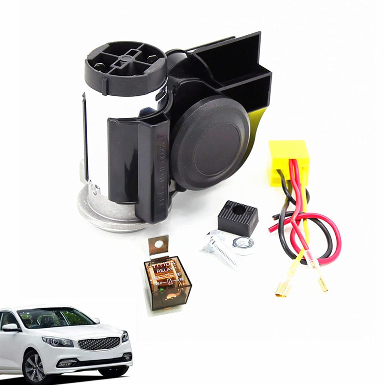 YIYIDA Auto air horn 135DB dual trompete super laute schnecke elektrische pumpe sirene, chrom zink aluminium Autohupe mit kompressor für jeden 12V auto lkw lkw SUV boot motorrad busse von YIYIDA