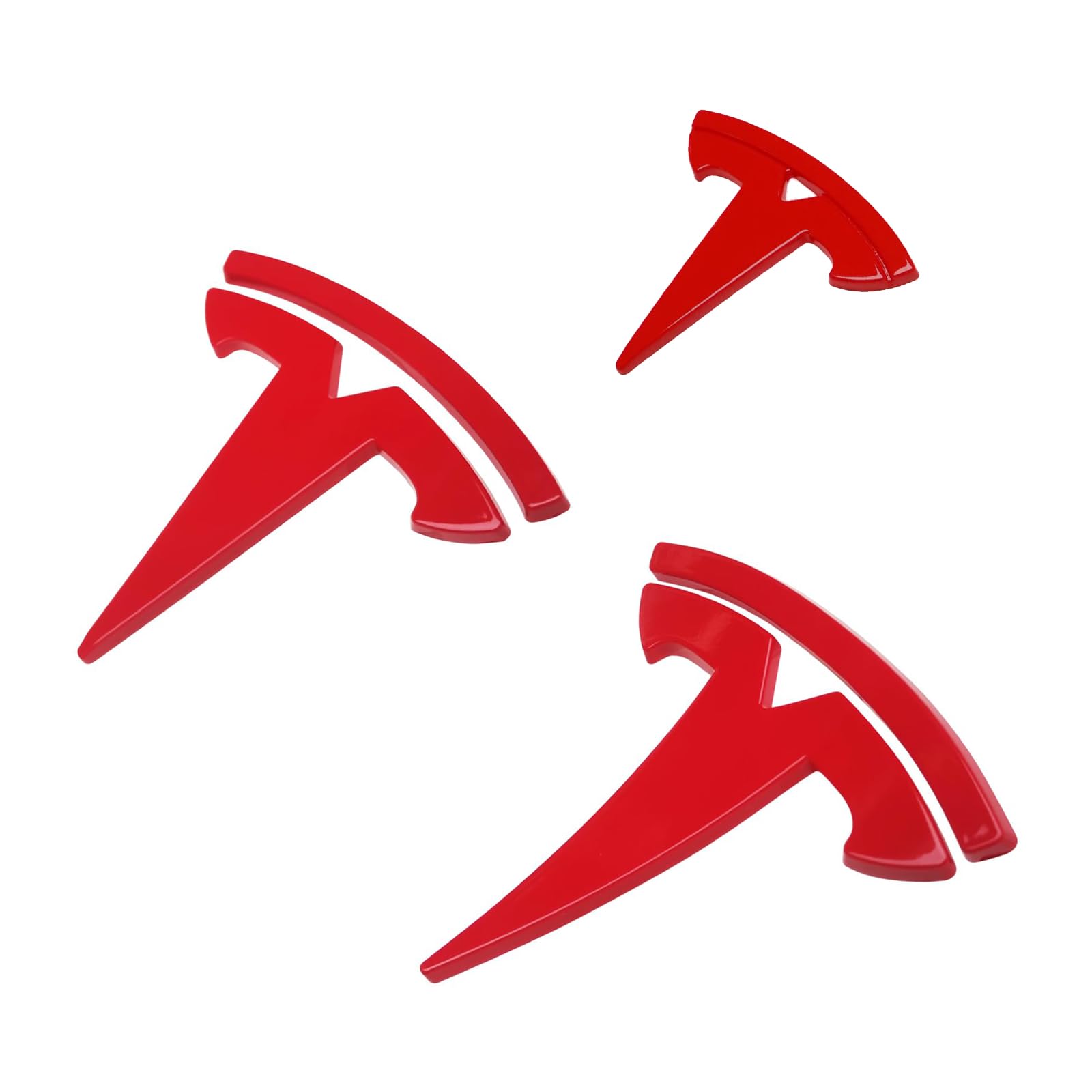 YJMOTOR Fit Model 3 Logo-Abdeckung, vorderer Kofferraum, hinterer Kofferraum-Logo-Abdeckungsaufkleber, 3D-ABS-Aufkleber-Stil, Zierleisten, Abzeichen, Aufkleber für Tesla Model 3, Zubehör-Emblem(rot) von YJMOTOR