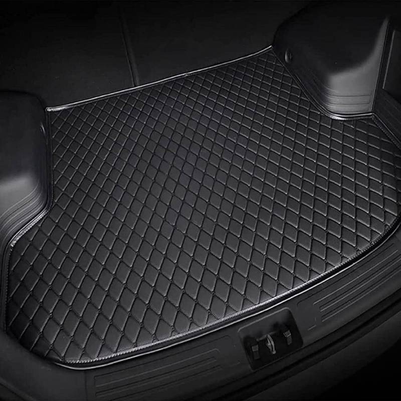 Auto Leder Kofferraummatten für Kia Sorento 5 Seats 2015-2018, Anpassen Leder Kofferraum Cargo Schutzmatte Wasserdicht Kratzfest Autozubehör,A/All-Black von YJTYC