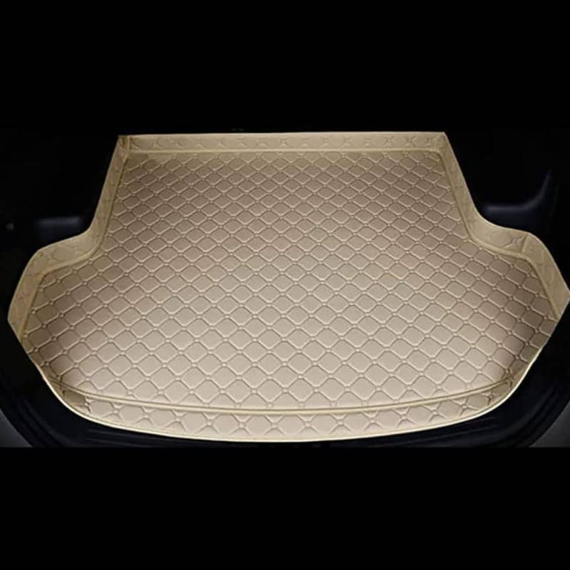 Auto Leder Kofferraummatten für Mitsubishi Fortis 2013-2016, Kofferraum Cargo Schutzmatte Auto Kofferraumwanne Innenmatte Protektor Zubehör,A/Beige von YJTYC