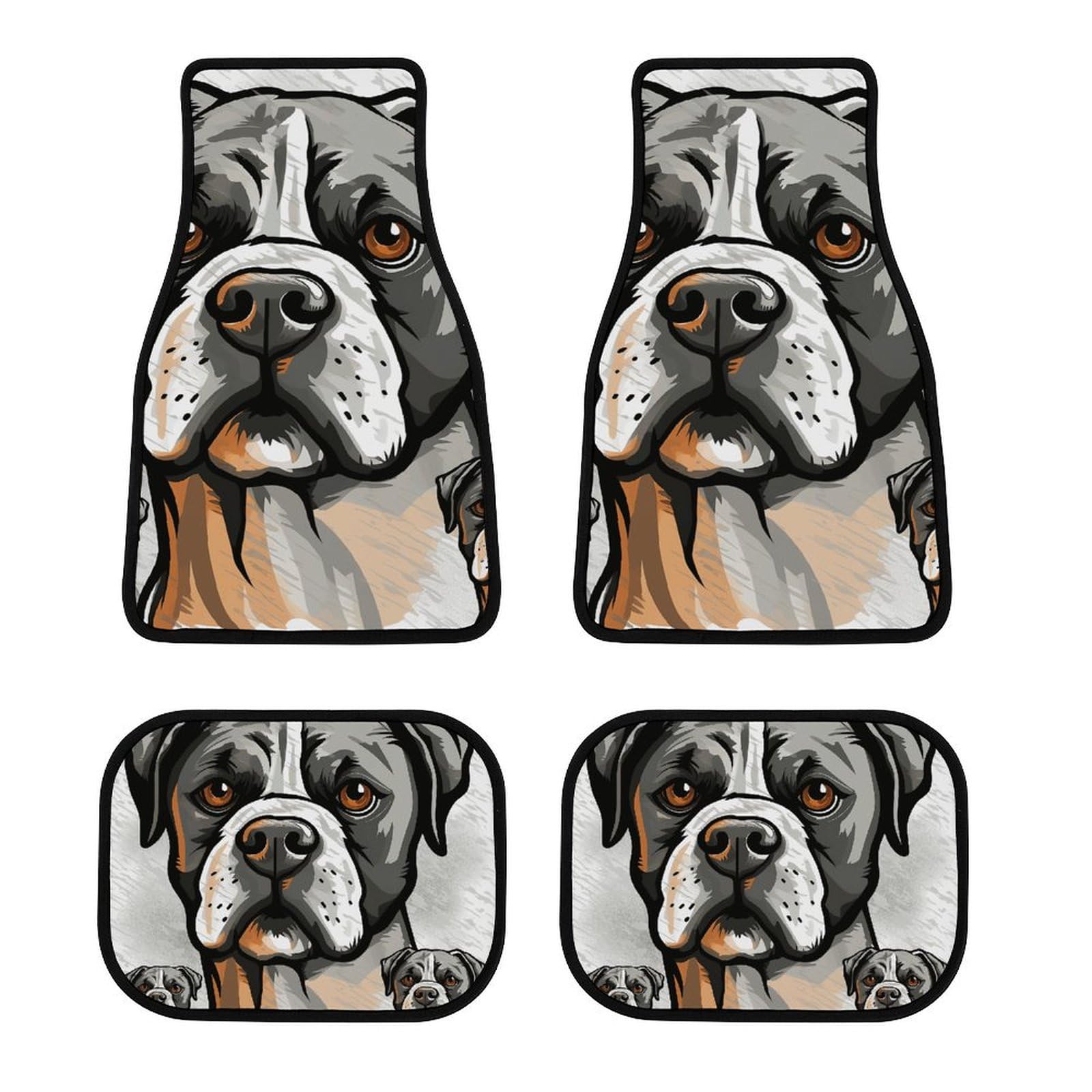 Universelles 4-teiliges Automatten-Set, Motiv: American Bulldog Head Print, Komfort-Automatten, Allwetterschutz für Limousinen, LKWs, SUVs, Vans – leicht zu reinigen von YJWANDL