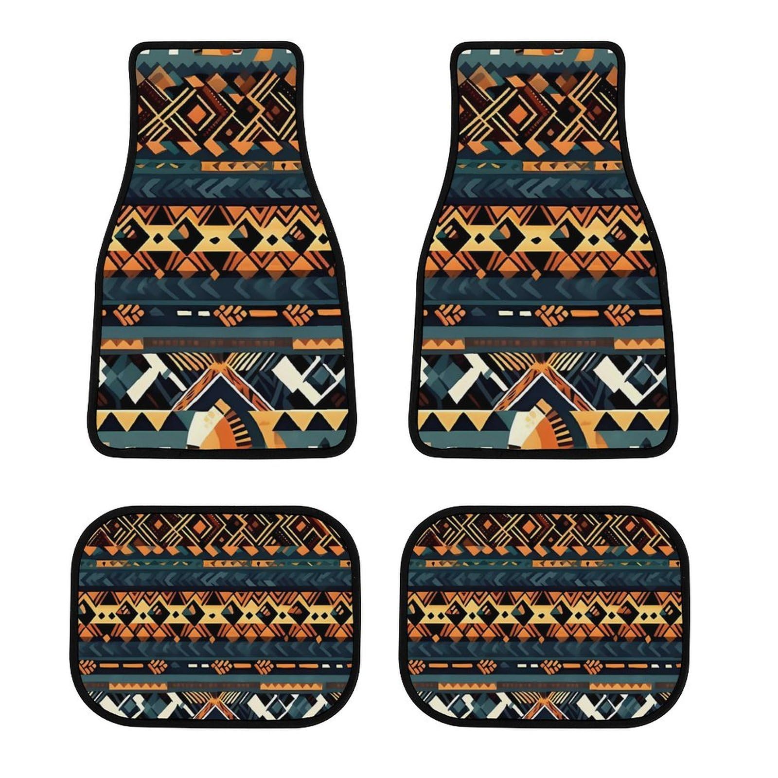 Universelles 4-teiliges Automatten-Set, afrikanischer Tribal-Ethno-Textur, Druck, bequem, Allwetterschutz für Limousinen, LKWs, SUVs, Vans – leicht zu reinigen von YJWANDL