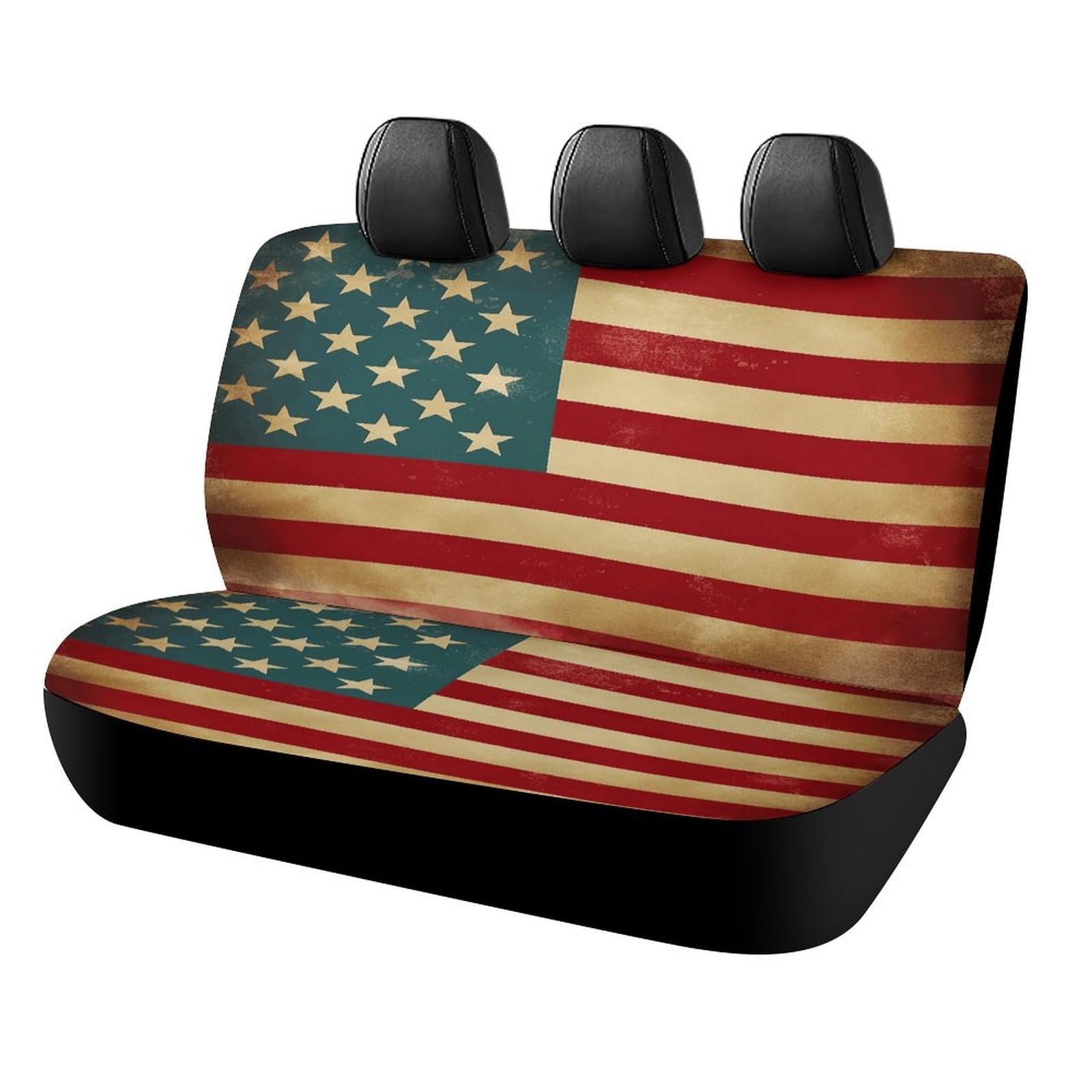 YJWANDL Autositzbezug mit elastischen Bändern, Vintage-amerikanische Flagge, 4. Juli, USA-Druck, Autositzbezug für Rücksitz, Autositzbezug, einfach zu installieren von YJWANDL