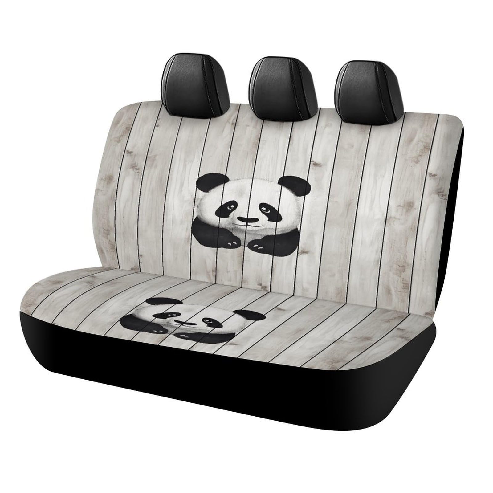 YJWANDL Autositzbezug mit elastischen Bändern, weißer Holz-Panda-Druck, Autositzbezug für Rücksitz, Autositzbezug, einfache Installation, Autositzbezug von YJWANDL