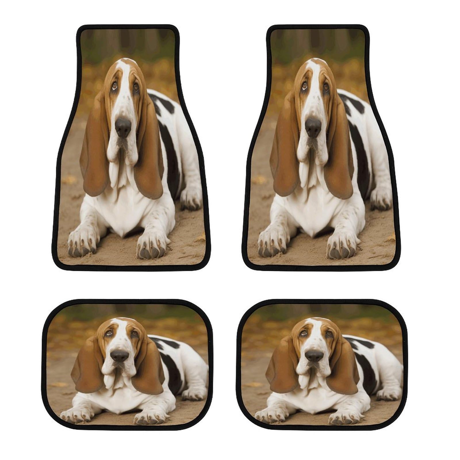 Fußmatten Basset Hound Print 4-teilig Allwetter Automatten Teppich Fußmatte für Auto Automotive Fußmatten Schmutzabweisende Matten von YJWANDO