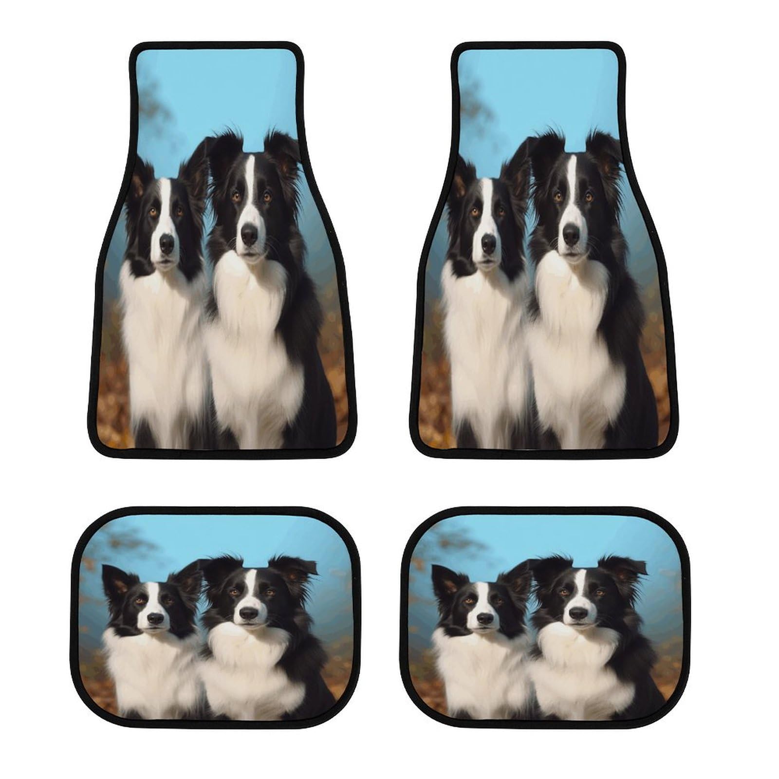 Fußmatten Border Collie Print 4-teilig Allwetter Automatten Teppich Fußmatten für Auto Automotive Fußmatten Schmutzabweisende Matten von YJWANDO