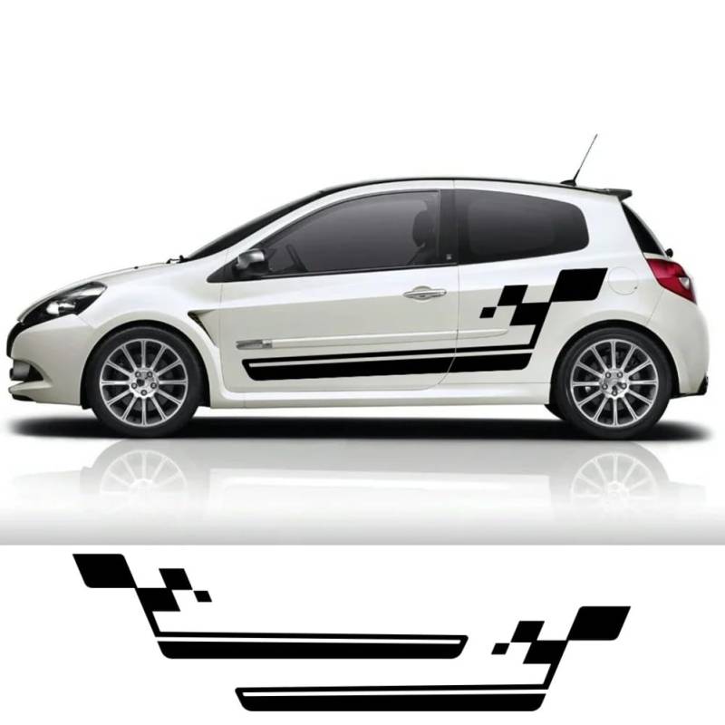 2Pcs Auto Aufkleber, für Renault Clio RS R.S. 18 4 5 2012-2024 Seitentürschürze Racing Style PVC Film Aufkleber Auto Tuning Zubehör von YKLMGVAW