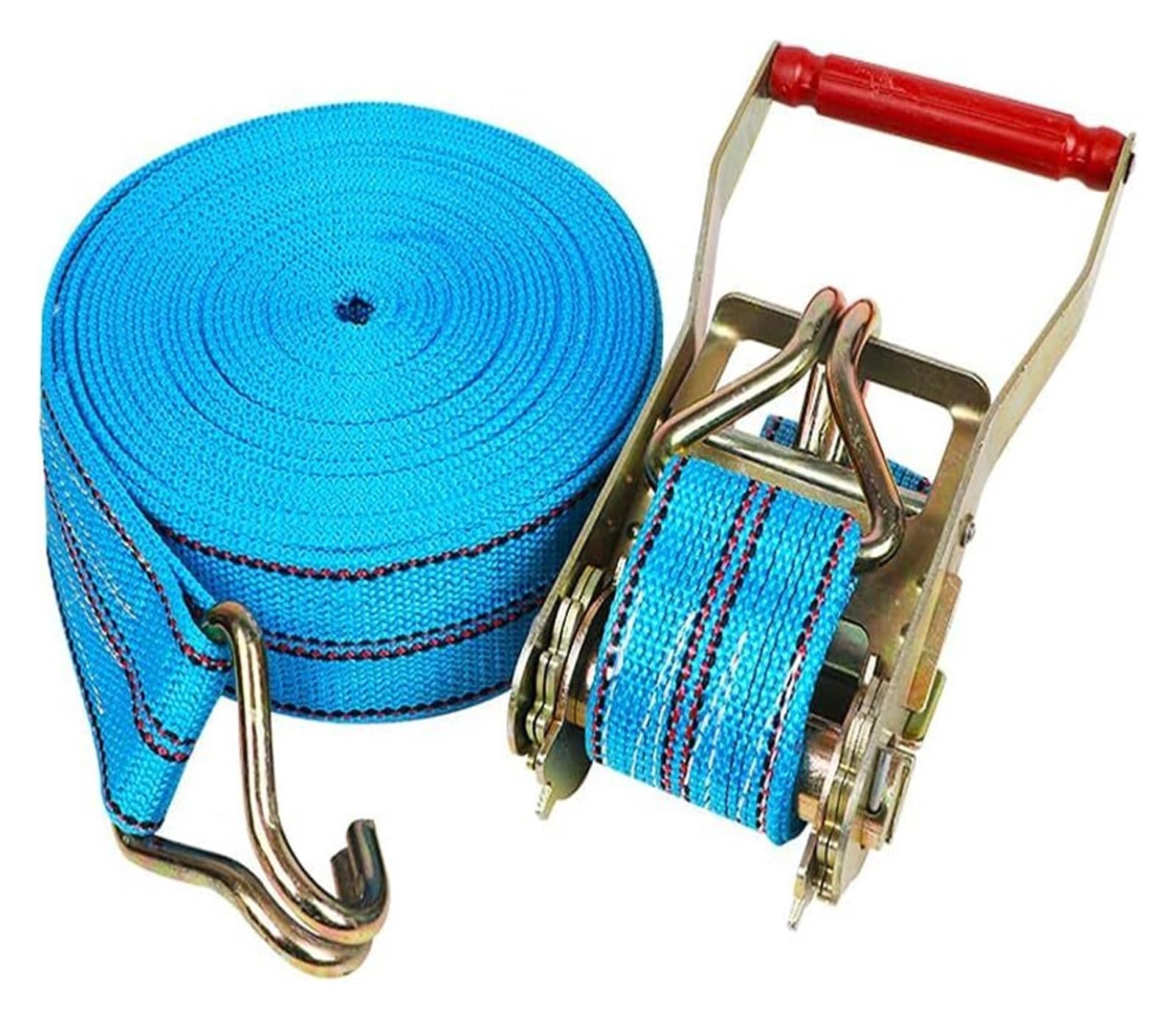 Spanngurte mit Ratsche und J-Haken, Länge: 8 m, 2000 kg, Zurrkapazität 4000 kg, Bruchlast, Zurrgurt for Rasengeräte, bewegliche Geräte, Breite 4 cm(Blue,Width 4cm) von YKYKY