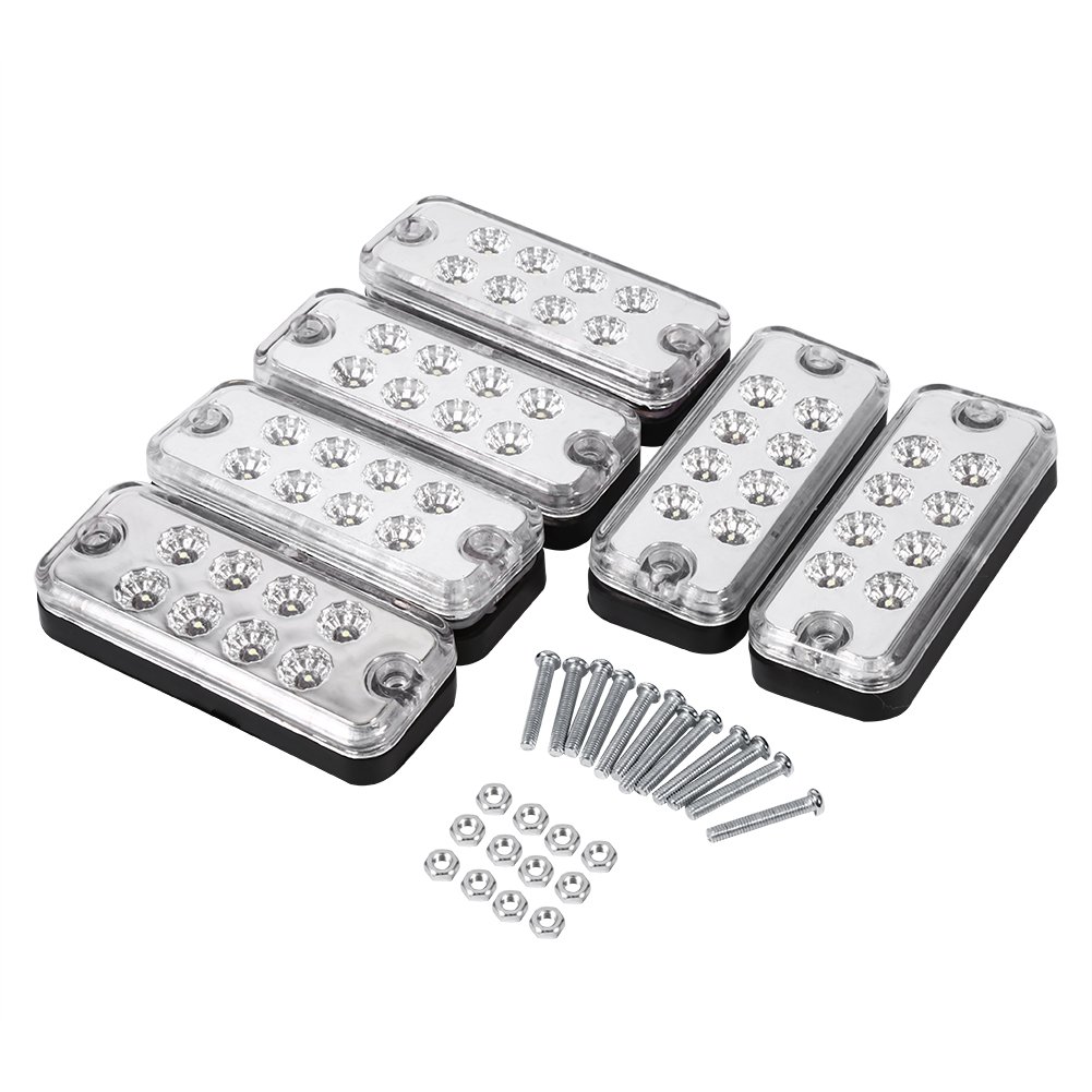 YKYKY LED-Seitenmarkierungsleuchten-Beleuchtungssatz, LED-Seitenmarkierungsleuchten-Beleuchtungssatz, 6-teiliges 8-LED-Freiraum-Seitenmarkierungsleuchten-Anzeigelampen-LKW-Anhänger-LKW(White) von YKYKY