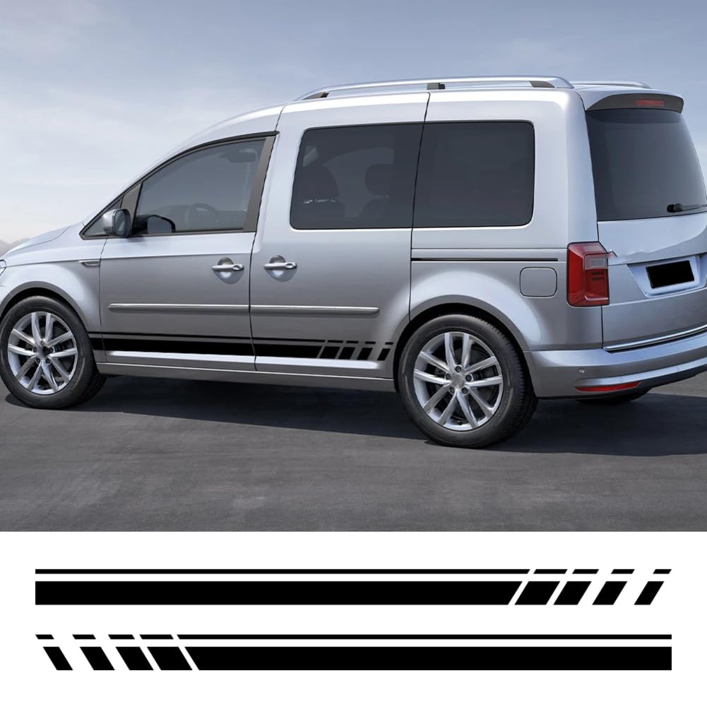 2Pcs Auto Tür Seitenschweller Aufkleber, für VW Caddy MK2 MK3 MK4 Racing Stripe Style Vinyl Aufkleber Auto Tuning Zubehör von YLIAUN