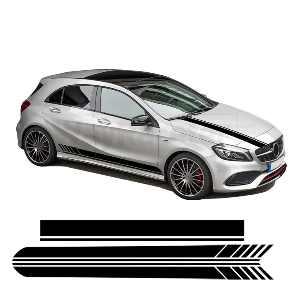 Edition 1 AMG Auto Motorhaube Aufkleber Seitenstreifen Rock Aufkleber, für Mercedes Benz A-Klasse W177 V177 A35 A45 A45S W176 AMG Zubehör von YLIAUN