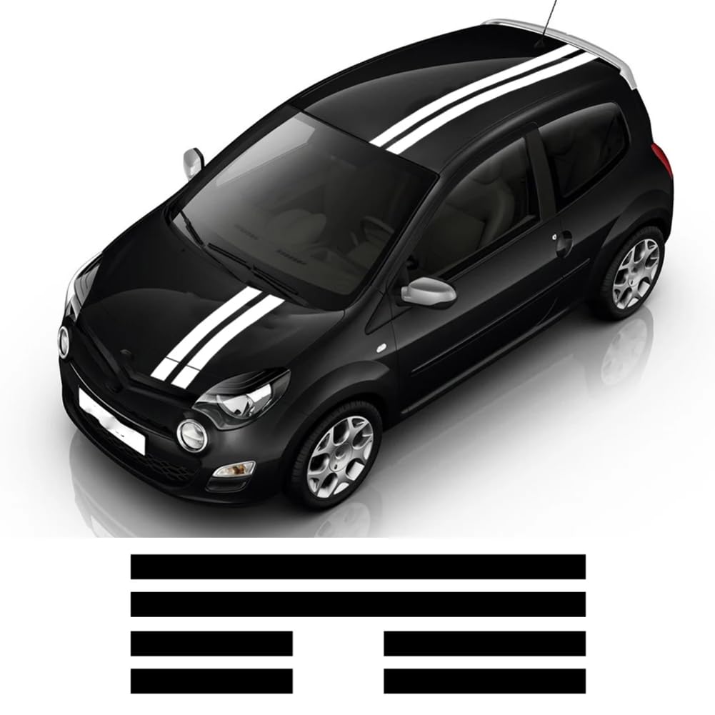 Racing Stripe Style Car Kit Aufkleber, für Renault Twingo 2 3 Vinyl Film Motorhaube Dach Heck Dekor Aufkleber Auto Tuning Zubehör von YLIAUN