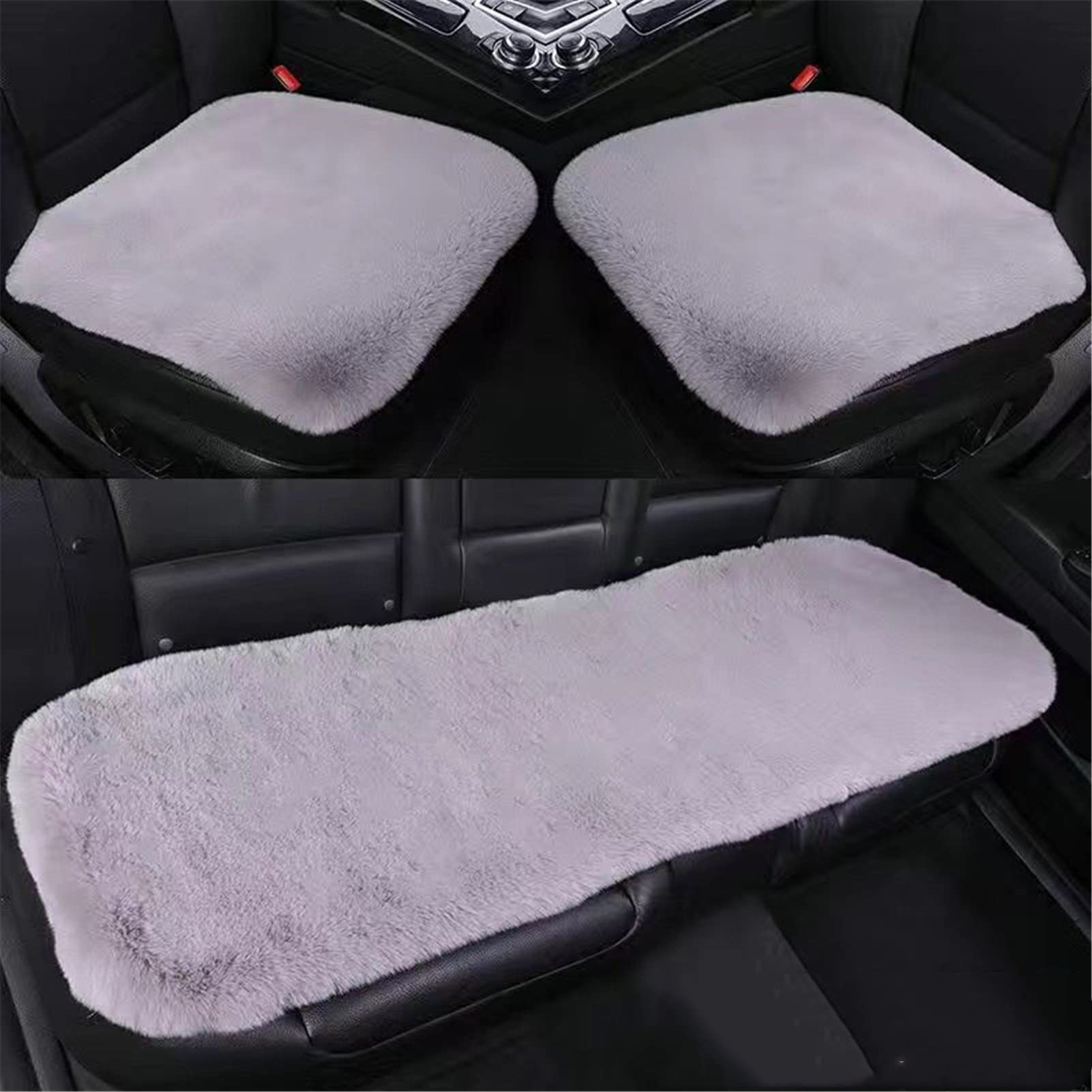 Universal Auto Sitzbezug, Flauschige Sitzauflage, Faux Kaninchen Fleece Autositzbezug, Besonders schonend, Multifunktional und strapazierfähig (Hellgrau) von YLONN