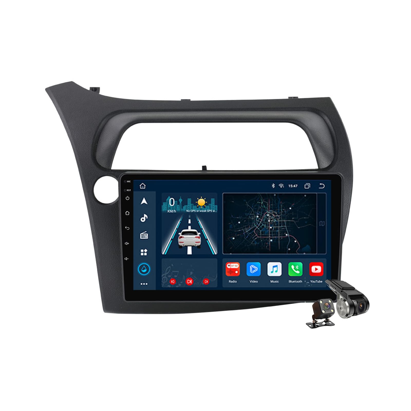 A,M400S,Android 14.0 Autoradio Stereo Navi mit 4G 5G WIFI DSP Carplay für Civic Hatchback 2005-2011 Sat GPS Navigation 9 zoll MP5 Multimedia Video Player FM BT Receiver von YLOXFW