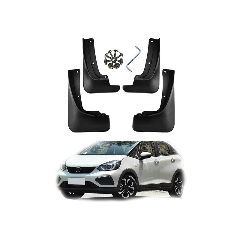 Auto Schmutzfänger Kotflugel für Fit/Jazz Max/Cross 2021+ Custom Vordere Hintere Spritzschutz Gümmi Kotflügelschutz Radabdeckungen Mud Guard Flaps,Senden 1 Autowaschtuch von YLOXFW