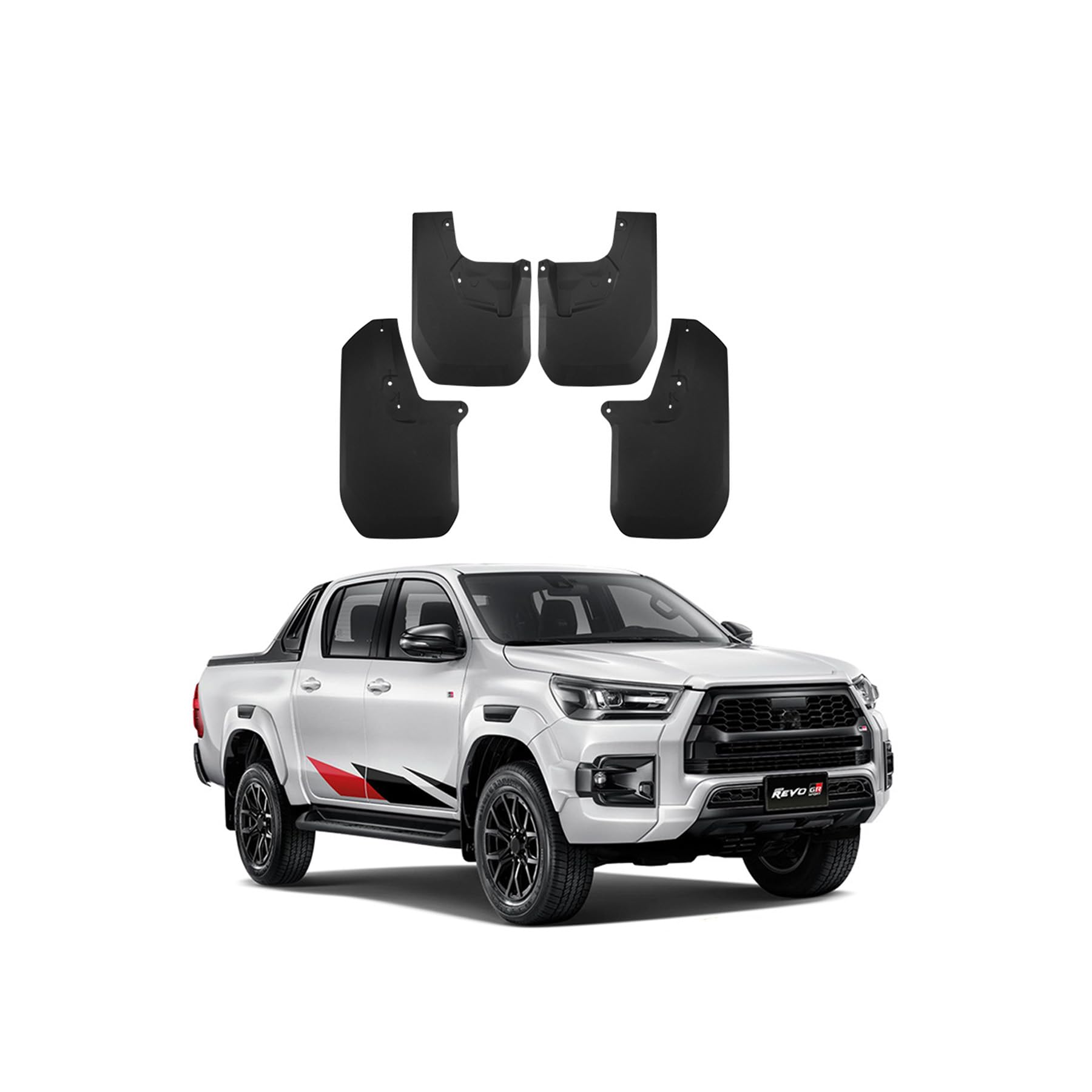 Auto Schmutzfänger Kotflugel für Hilux GR Sport 2024 Custom Vordere Hintere Spritzschutz Gümmi Kotflügelschutz Radabdeckungen Mud Guard Flaps,Senden 1 Autowaschtuch von YLOXFW