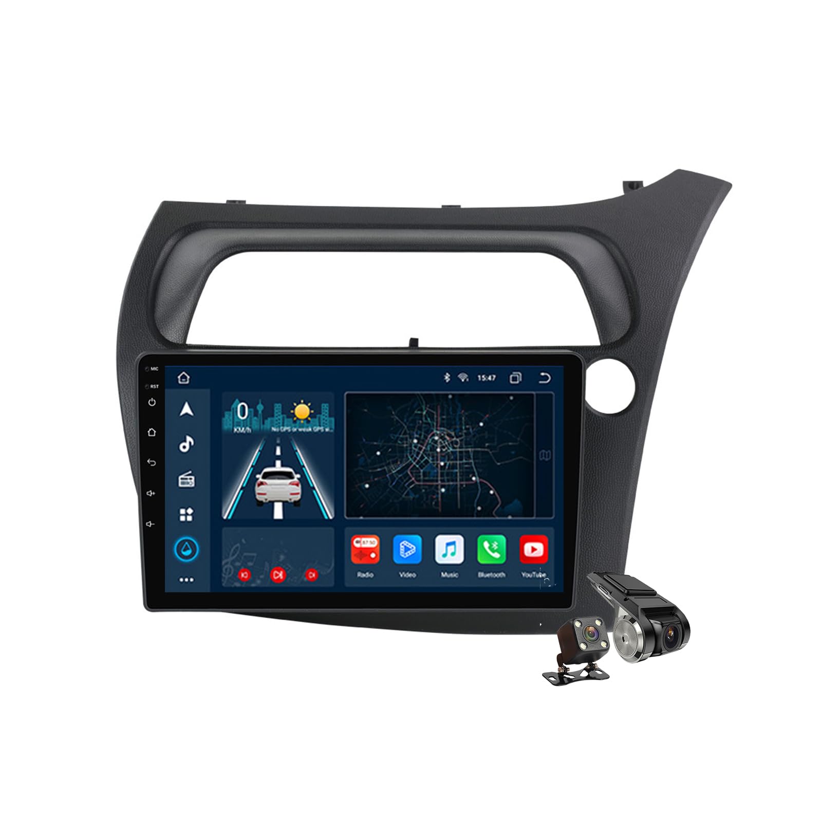 B,M200S,Android 14.0 Autoradio Stereo Navi mit 4G 5G WIFI DSP Carplay für Civic Hatchback 2005-2011 Sat GPS Navigation 9 zoll MP5 Multimedia Video Player FM BT Receiver von YLOXFW