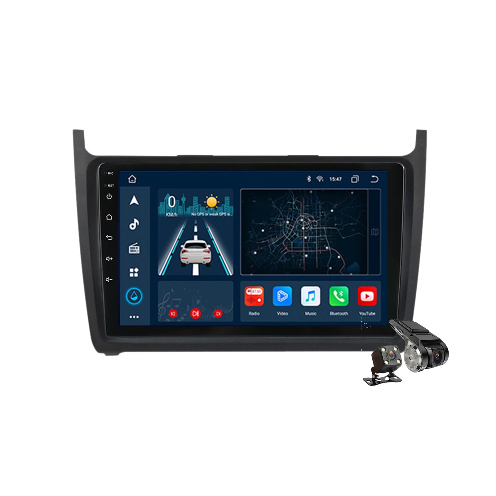 M200s,Android 14.0 Autoradio Stereo Navi mit 4G 5G WIFI DSP Carplay für Polo/Golf/Passat 2008-2018 Sat GPS Navigation 9 zoll MP5 Multimedia Video Player FM BT Receiver von YLOXFW