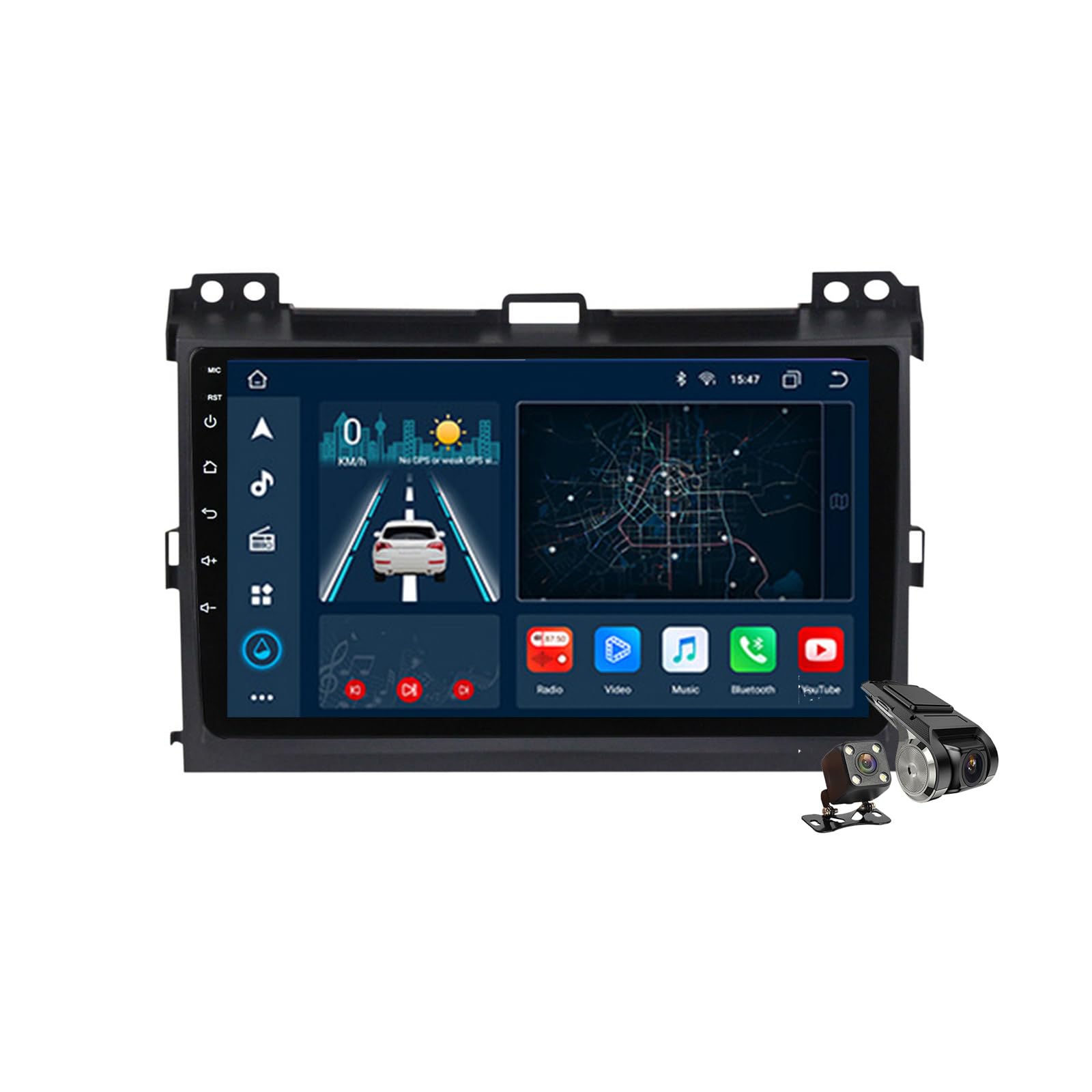 M200s,Android 14.0 Autoradio Stereo Navi mit 4G 5G WIFI DSP Carplay für Prado 2002-2009 Sat GPS Navigation 9 zoll MP5 Multimedia Video Player FM BT Receiver von YLOXFW