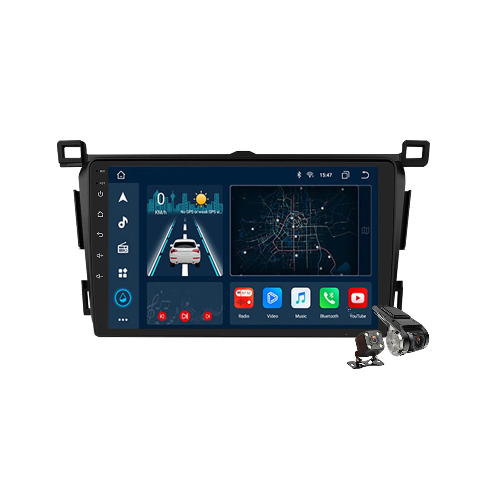 M300s,Android 14.0 Autoradio Stereo Navi mit 4G 5G WIFI DSP Carplay für RAV4 2013-2018 Sat GPS Navigation 9 zoll MP5 Multimedia Video Player FM BT Receiver von YLOXFW