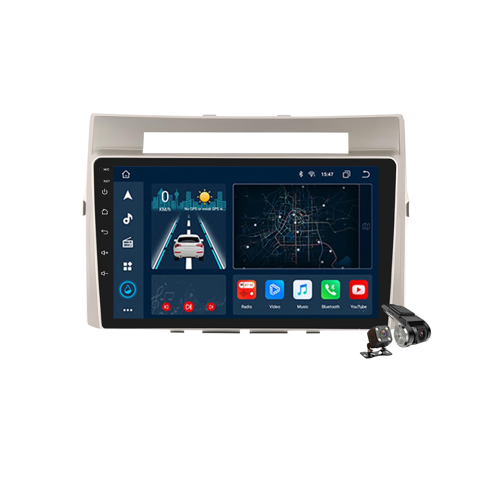 M300s,Android 14.0 Autoradio Stereo Navi mit 4G 5G WIFI DSP Carplay für Verso AR10 Corolla 2004-2009 Sat GPS Navigation 9 zoll MP5 Multimedia Video Player FM BT Receiver von YLOXFW