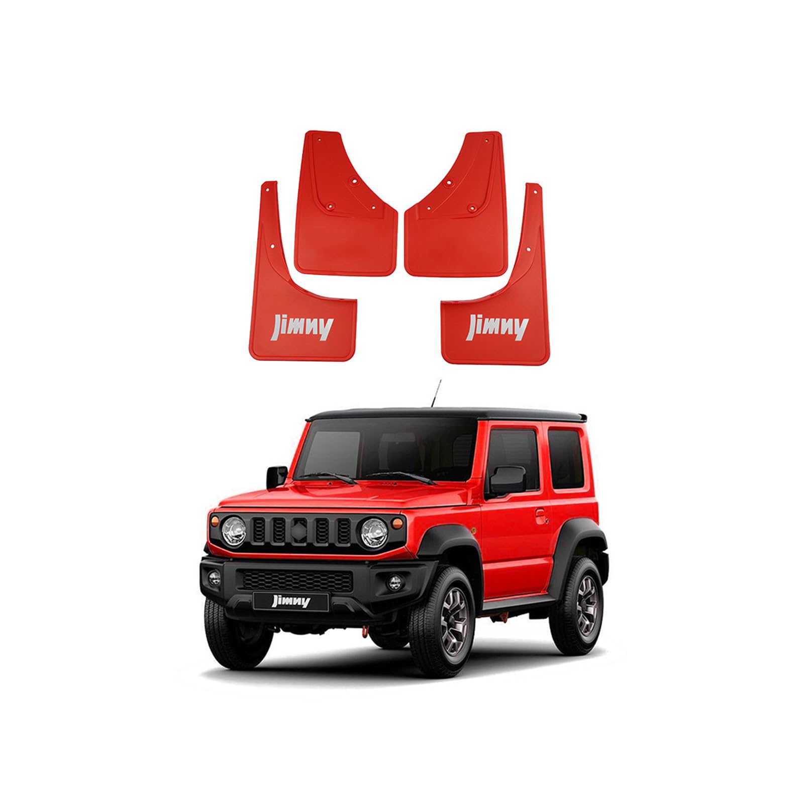 Rot,Auto Schmutzfänger Kotflugel für Suzuki Jimny HJ BJ64 BJ74 2019-2025 Custom Vordere Hintere Spritzschutz Gümmi Kotflügelschutz Radabdeckungen Mud Guard Flaps,Senden 1 Autowaschtuch von YLOXFW