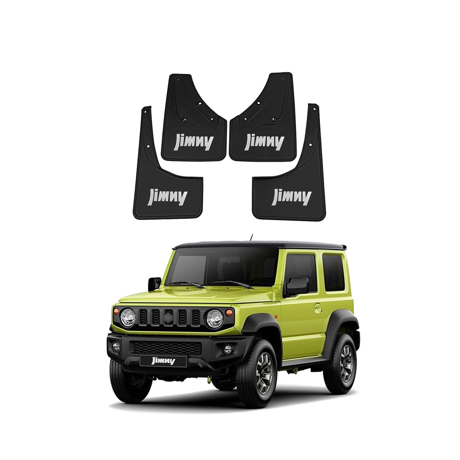 Schwarz,Auto Schmutzfänger Kotflugel für Suzuki Jimny HJ BJ64 BJ74 2019-2025 Custom Vordere Hintere Spritzschutz Gümmi Kotflügelschutz Radabdeckungen Mud Guard Flaps,Senden 1 Autowaschtuch von YLOXFW