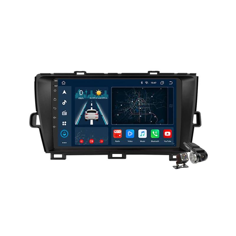 Schwarz,M200S,Android 14.0 Autoradio Stereo Navi mit 4G 5G WIFI DSP Carplay für Prius 2009-2015 Sat GPS Navigation 9 zoll MP5 Multimedia Video Player FM BT Receiver von YLOXFW