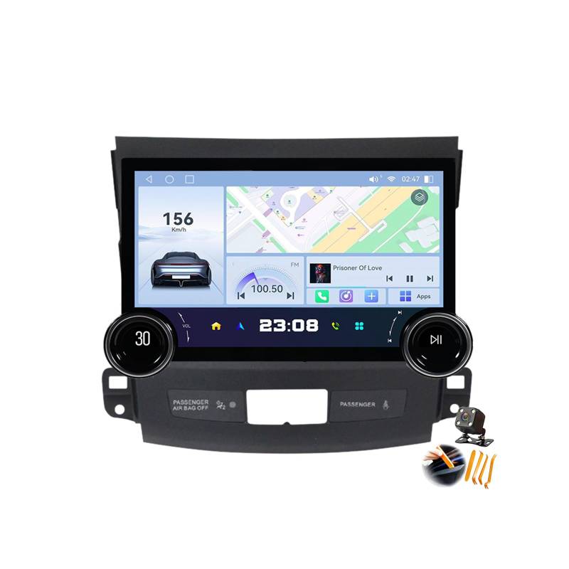 YLOXFW 8core 4+64gb, Autoradio Stereo Android 14.0 Navi für Outlander 2005-2011 Sat GPS Navigation 11,8 Zoll 2K Cartablet DVD Multimedia Player FM BT Receiver mit Carplay 4G 5G WiFi DSP SWC von YLOXFW