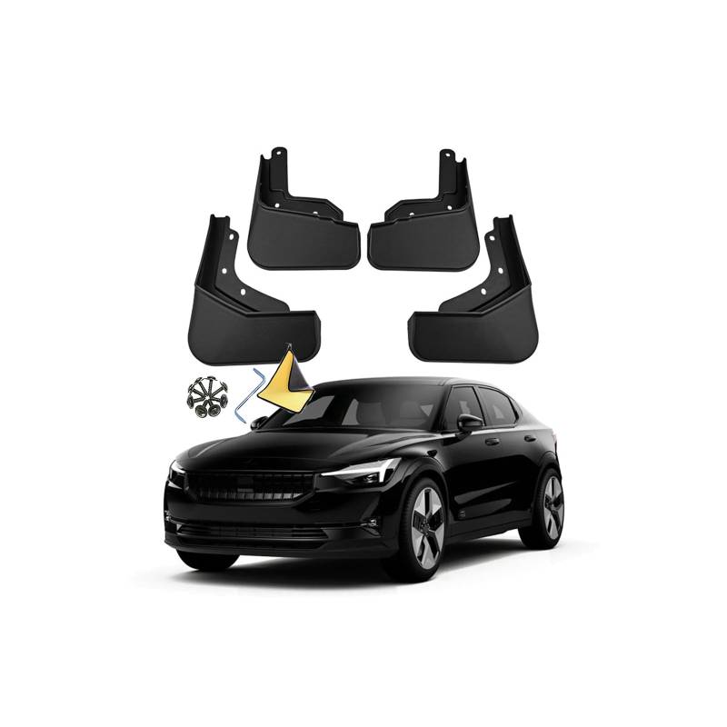 YLOXFW Auto Schmutzfänger Kotflugel für 2021 2022 2023 Polestar 2 Custom Vordere Hintere Spritzschutz Gümmi Kotflügelschutz Radabdeckungen Fender Mud Guard Flaps,Senden 1 Autowaschtuch von YLOXFW