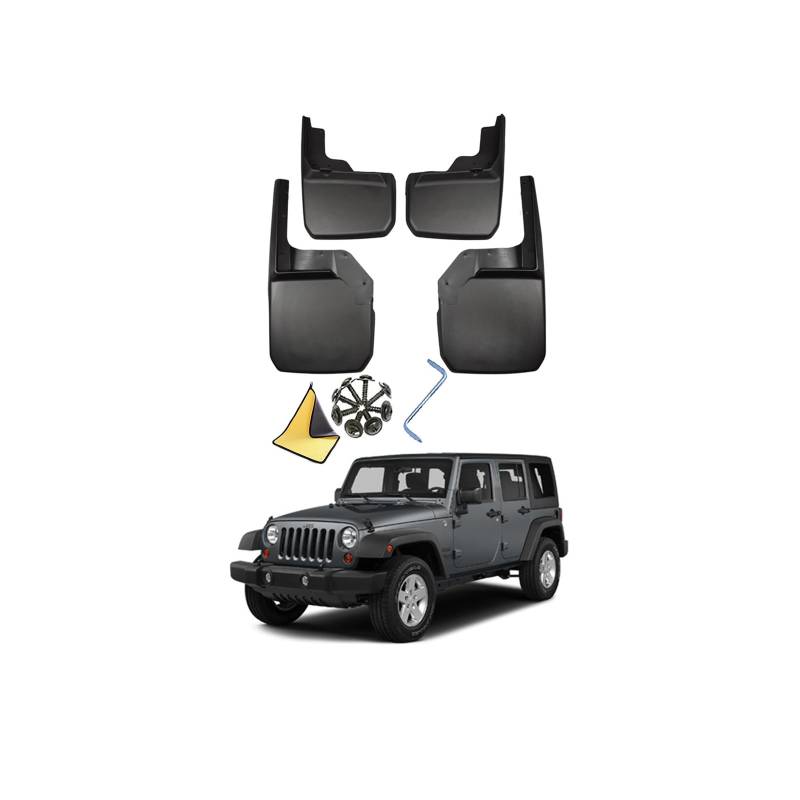 Auto Schmutzfänger Kotflugel für J-eep Wrangler JL JK 2008-2023 Custom Vordere Hintere Spritzschutz Gümmi Kotflügelschutz Radabdeckungen Fender Mud Guard Flaps,Senden 1 Autowaschtuch,2008~2018 von YLOXFW