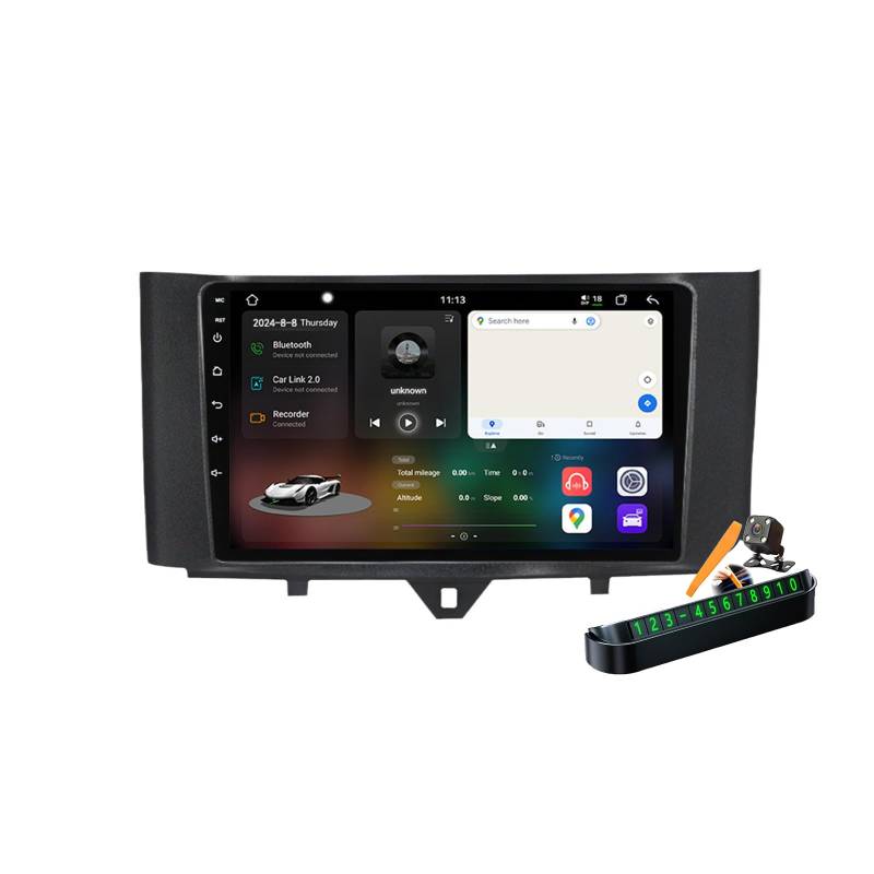 YLOXFW M6 pro Plus 1, Autoradio Android 14.0 Navi 2 DIN Stereo für Smart Fortwo 2011-2015 Sat GPS Navigation 9 Zoll Cartablet DVD Multimedia Player FM BT Receiver mit Carplay 4G 5G WiFi DSP SWC von YLOXFW