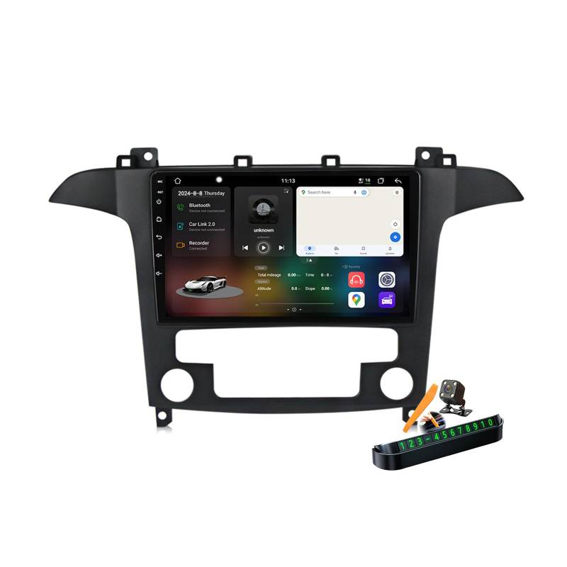 YLOXFW M6 pro plus3, Autoradio Android 14.0 Navi 2 DIN Stereo für S-MAX 2006-2015 Sat GPS Navigation 9 Zoll Cartablet DVD Multimedia Player FM BT Receiver mit Carplay 4G 5G WiFi DSP SWC von YLOXFW