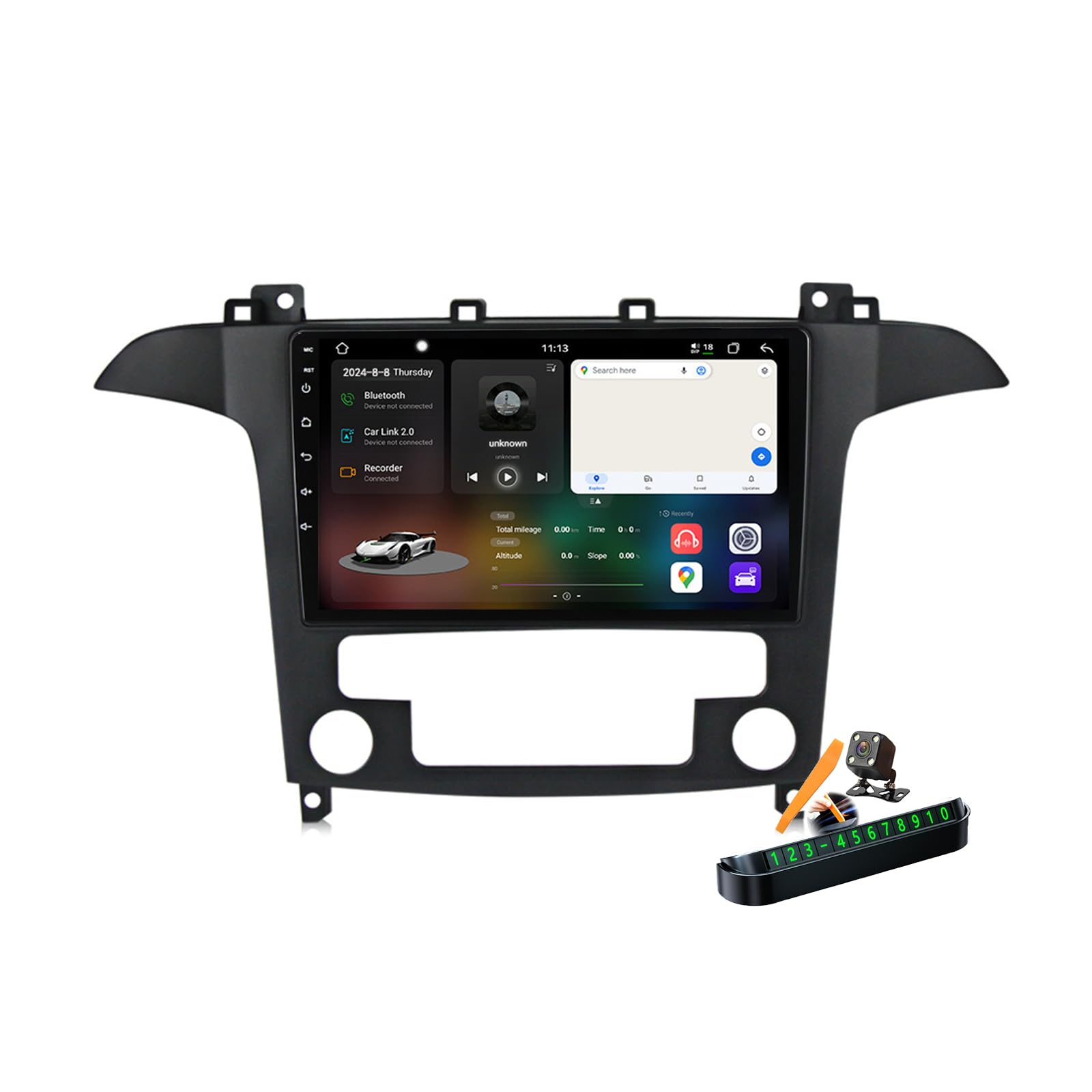 YLOXFW M6 pro1, Autoradio Android 14.0 Navi 2 DIN Stereo für S-MAX 2006-2015 Sat GPS Navigation 9 Zoll Cartablet DVD Multimedia Player FM BT Receiver mit Carplay 4G 5G WiFi DSP SWC von YLOXFW