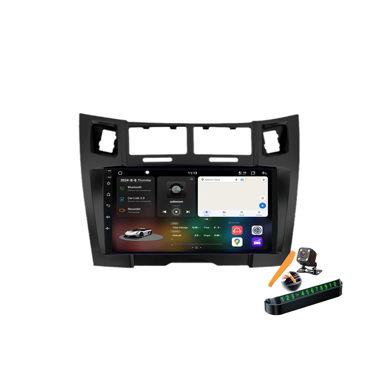 YLOXFW Y600s, Autoradio Android 14.0 Navi 2 DIN Stereo für Yaris Vizi 2005-2012 Sat GPS Navigation 9 Zoll Cartablet DVD Multimedia Player FM BT Receiver mit Carplay 4G 5G WiFi DSP SWC von YLOXFW