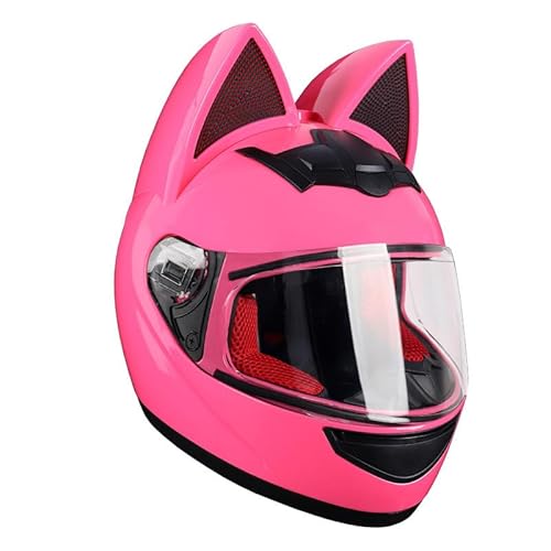 Cat Ear Motorradhelm Full Face Motocross Motorradhelm Herren Motorradhelm Damen Full Motorradhelm Abnehmbares Atmungsaktives Katzenohr von YLSDG