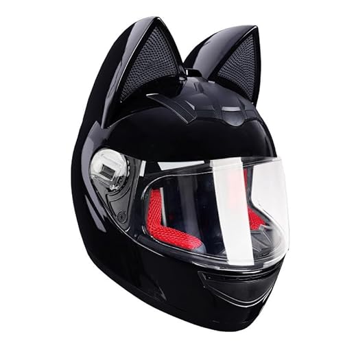 Cat Ear Motorradhelm Full Face Motocross Motorradhelm Herren Motorradhelm Damen Full Motorradhelm Abnehmbares Atmungsaktives Katzenohr von YLSDG