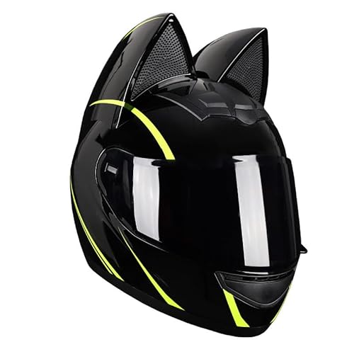 Cat Ear Motorradhelm Full Face Motocross Motorradhelm Herren Motorradhelm Damen Full Motorradhelm Abnehmbares Atmungsaktives Katzenohr von YLSDG