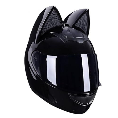 Cat Ear Motorradhelm Full Face Motocross Motorradhelm Herren Motorradhelm Damen Full Motorradhelm Abnehmbares Atmungsaktives Katzenohr von YLSDG