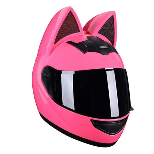 Cat Ear Motorradhelm Full Face Motocross Motorradhelm Herren Motorradhelm Damen Full Motorradhelm Abnehmbares Atmungsaktives Katzenohr von YLSDG