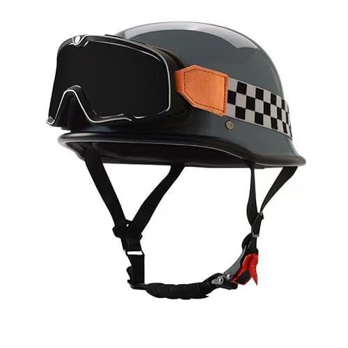 Vintage Stahl Deutscher Motorradhelm Halbhelm Leichter Männlicher Schaufelhelm Cruising Motorradhelm Elektroauto Helm Biker Pilot Dot Zertifizierung von YLSDG