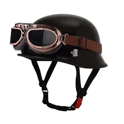 Vintage Stahl Deutscher Motorradhelm Halbhelm Leichter Männlicher Schaufelhelm Cruising Motorradhelm Elektroauto Helm Biker Pilot Dot Zertifizierung von YLSDG