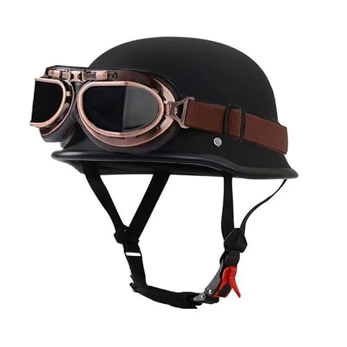 Vintage Stahl Deutscher Motorradhelm Halbhelm Leichter Männlicher Schaufelhelm Cruising Motorradhelm Elektroauto Helm Biker Pilot Dot Zertifizierung von YLSDG