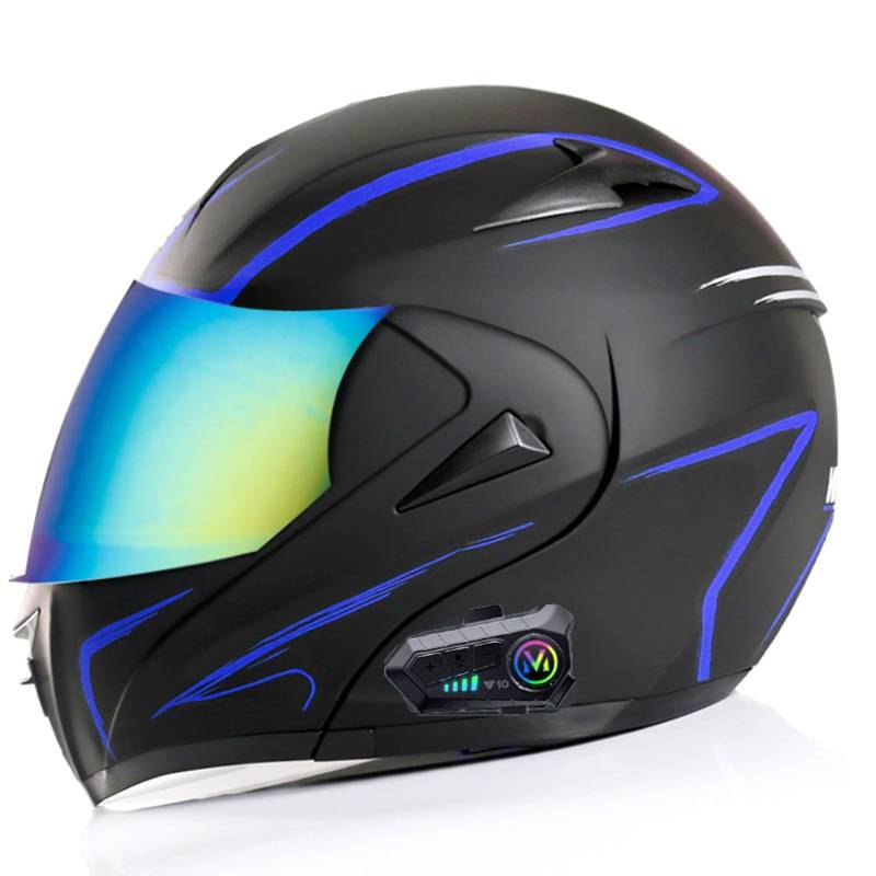 Bluetooth Helm Motorrad Klapphelm Damen Herren, Motorradhelm mit ECE/DOT Zertifiziert Integralhelme mit Doppelvisier, Helm Motorrad mit Mikrofon für Automatische Reaktion 35,XL von YMCXZDP