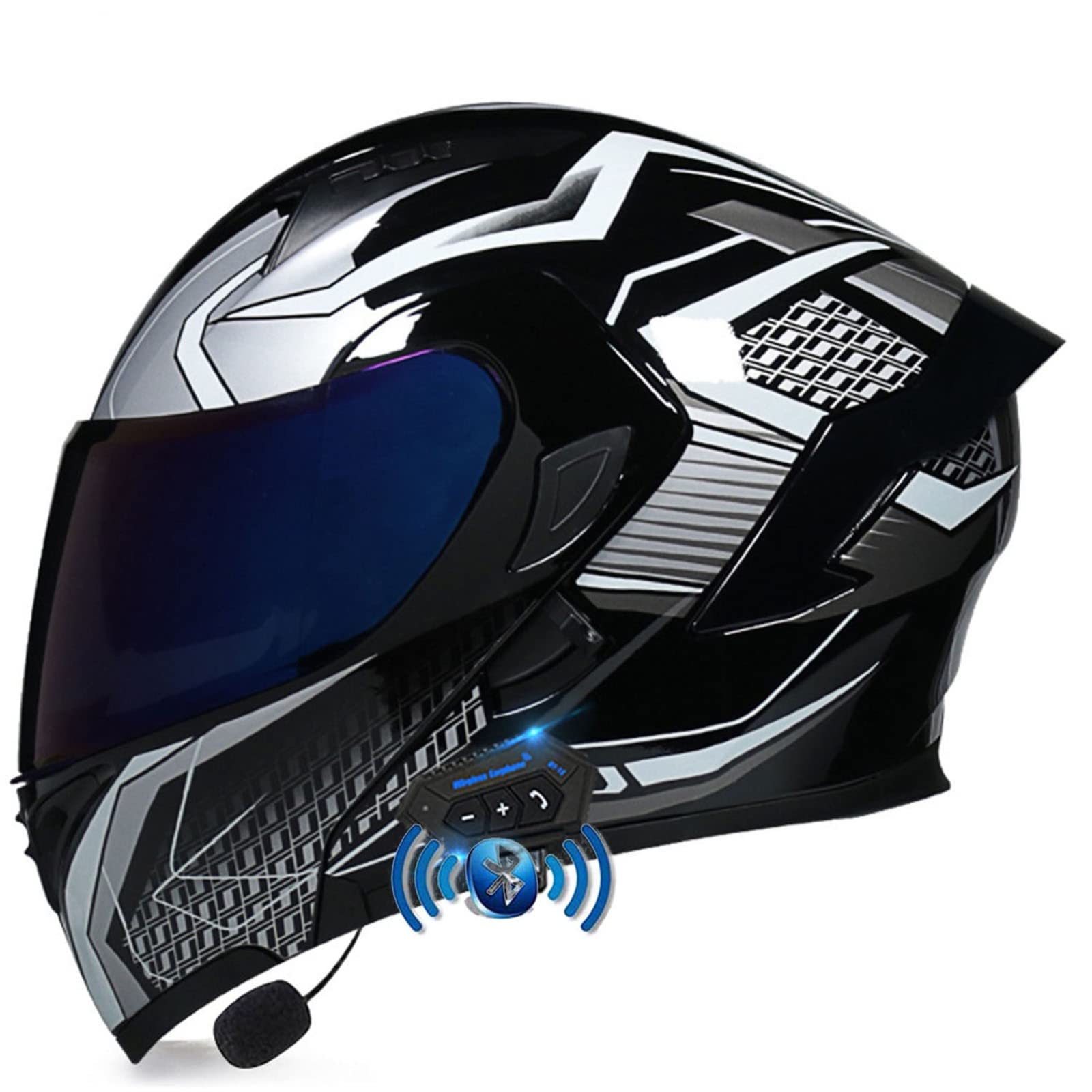 Bluetooth Motorrad Klapphelm Damen und Herren DOT/ECE Zertifiziert Motorradhelm Integralhelme Motocrosshelme mit Anti-Fog Doppelvisier Helm Motorrad mit Mikrofon für Automatische Reaktion 1,L von YMCXZDP